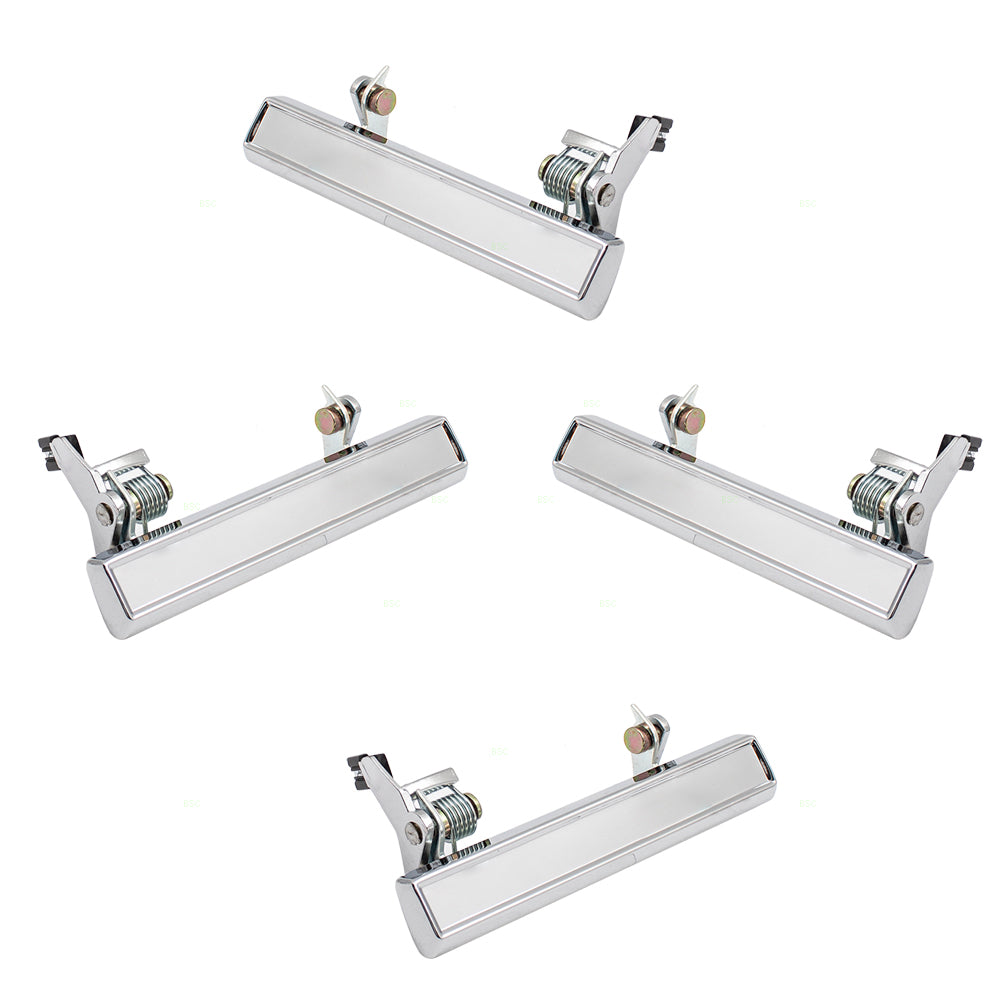 Brock Replacement 4 Pc Set Outside Exterior Front Rear Door Handles Chrome Compatible with 1976-1983 Malibu Lesabre Impala 20001545