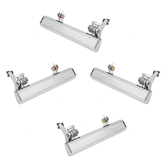 Brock Replacement 4 Pc Set Outside Exterior Front Rear Door Handles Chrome Compatible with 1976-1983 Malibu Lesabre Impala 20001545