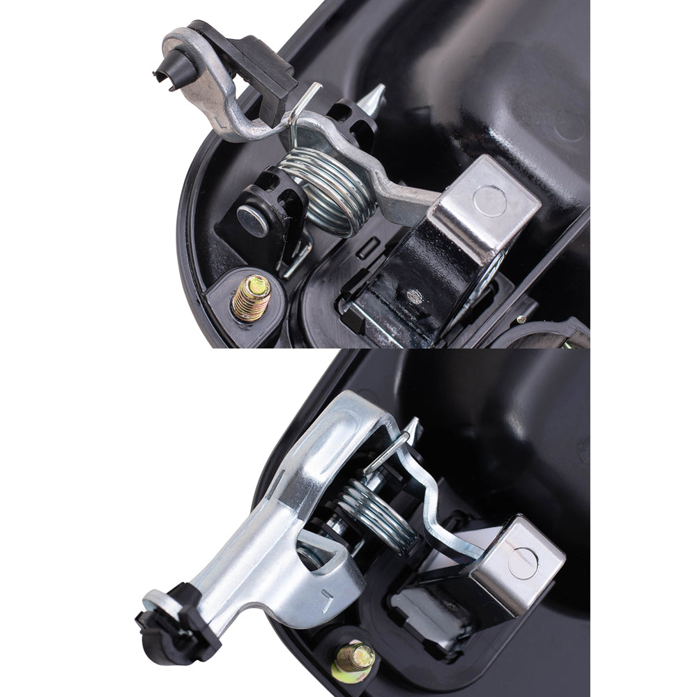 Brock Replacement Driver Side Set of Front & Rear Outside Door Handles Black w/ Chrome Lever Compatible with 1999-2007 Silverado Sierra Pickup Truck 15745149 15745141