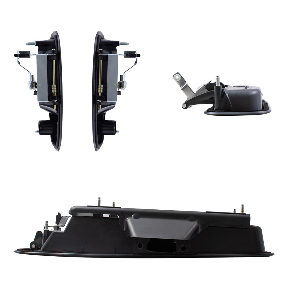 Brock Replacement Outside Textured Black Front Door Handles, Side Sliding Door Handle, and Back Door Handle W/License Plate Bracket 4 Piece Set Compatible with 1996-2009 Express and 1996-2009 Savana