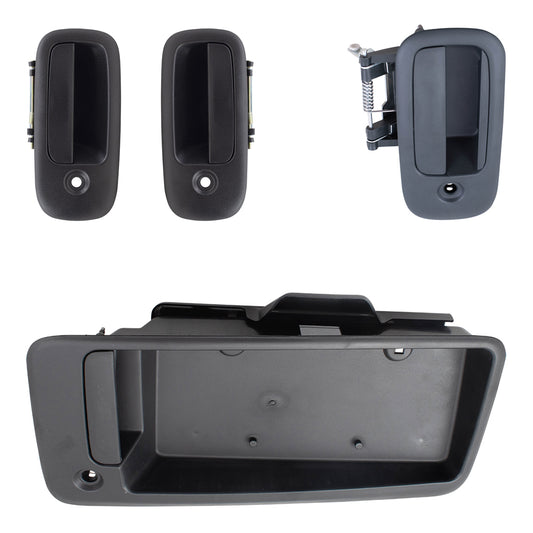 Brock Aftermarket Replacement Front-Side Hinged-Back Outside Door Handle 4 Piece Set Compatible With 2010-2022 Chevy Express