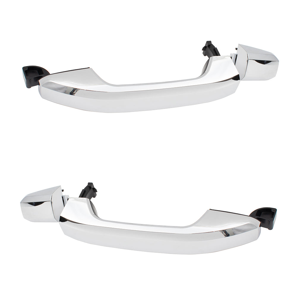 Brock Replacement Set Chrome Outside Rear Door Handles w/ Cap Compatible with 14-19 Silverado Sierra Pickup Truck & 19 Sierra Limited/Silverado LD Without Passive Entry