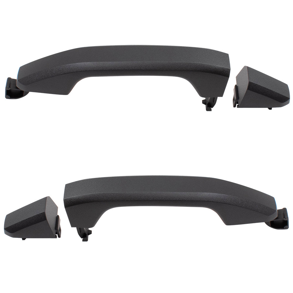 Brock Replacement Set Outside Rear Door Handles PTM w/ Cap Compatible with 14-19 Silverado Sierra Pickup Truck & 19 Sierra Limited/Silverado LD Without Passive Entry 13583889 13585748