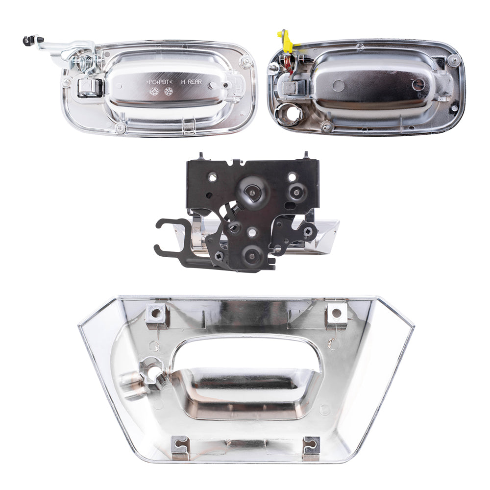 Brock Replacement Front and Rear Outside Door Handles, Tailgate Handle and Tailgate Handle Bezel 6 Piece Set Compatible with 2002-2006 Escalade EXT