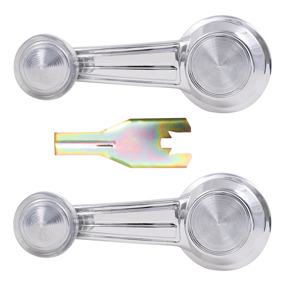Brock Replacement 3 Pc Set Manual Window Cranks Chrome Handle w/ Clear Knob & Handle Removal Tool Compatible with Malibu Impala Monte Carlo Lesabre Camaro 1732326
