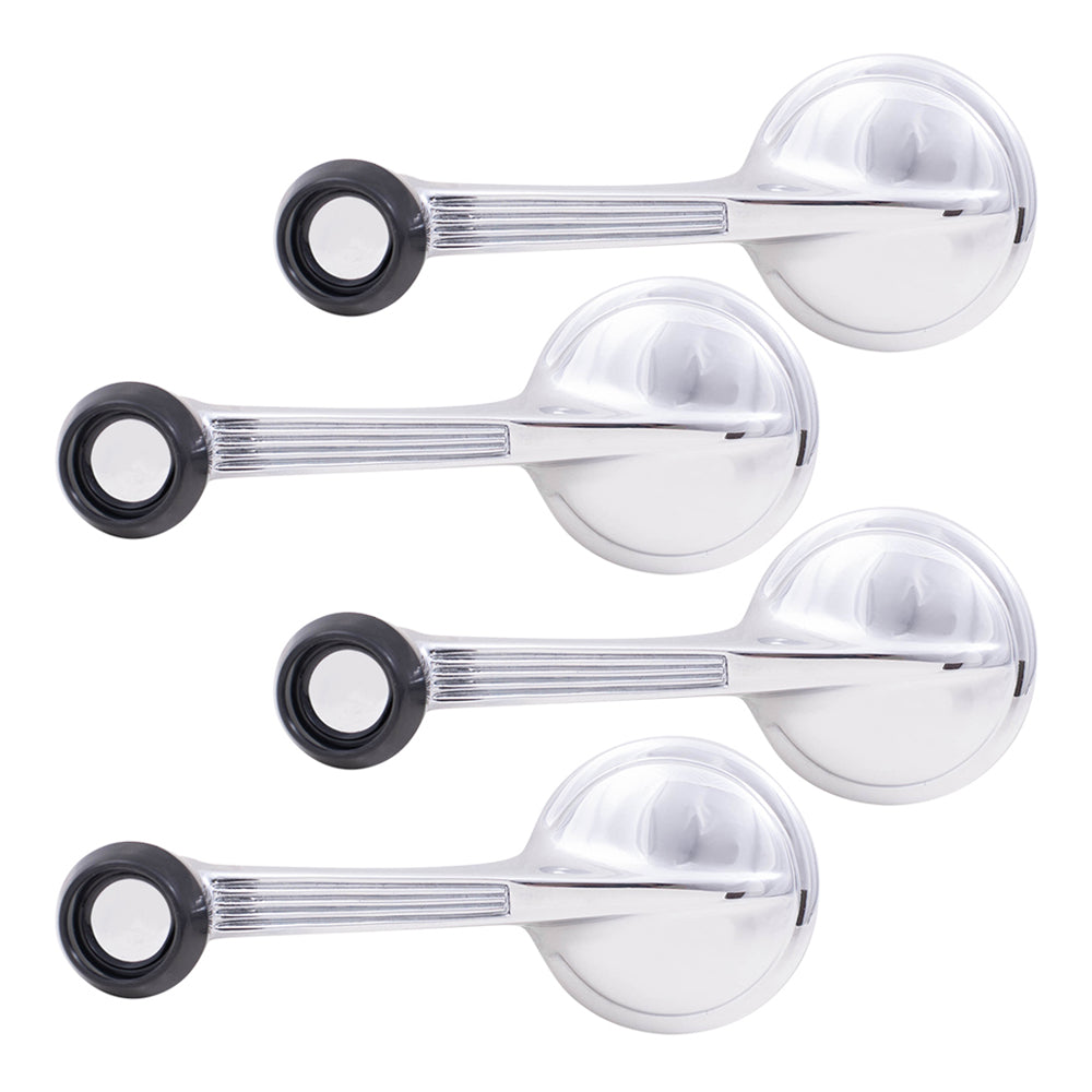 Brock Replacement 4 Pc Set Manual Window Crank Handles Chrome w/ Black Knobs Compatible with Tri-Five 150 210 Nomad Bel Air & Biscayne Chevelle 619387