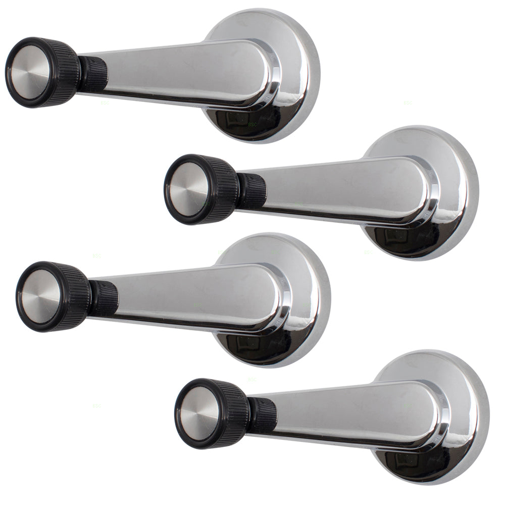 Brock Replacement 4 Pc Set Window Crank Handles Chrome w/ Black Knob Compatible with 1981-1994 Suburban 14026382
