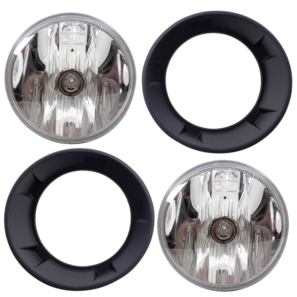 4 Pc Round Fog Lights fits 10-13 Chevrolet Camaro LT SS Driving Lamps w/ Bezels