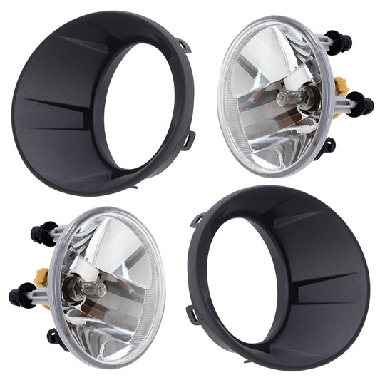 4 Pc Round Fog Lights fits 10-13 Chevrolet Camaro LT SS Driving Lamps w/ Bezels