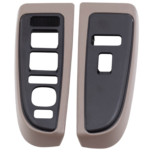 Brock Replacement Set Power Window Switch Tan Trim Bezels Compatible with 03-06 Silverado Sierra Crew Cab 07 Classic Pickup Truck 89045127 89045119