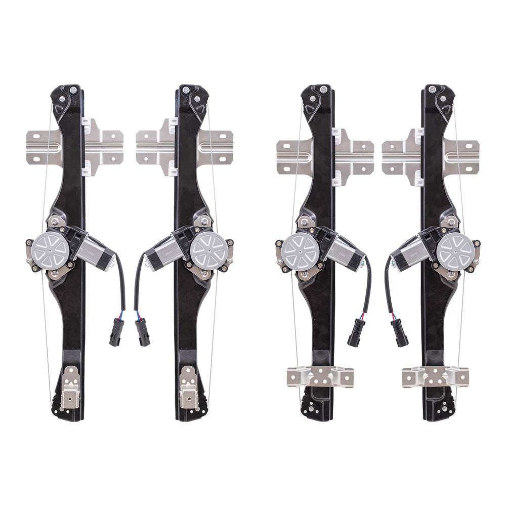 Brock Replacement Driver and Passenger Side Power Window Regulator with Motor-2 Pin Connector 4 Piece Set Compatible with 2013-2016 Acadia/ 2017 Acadia Limited/ 2013-2017 Traverse