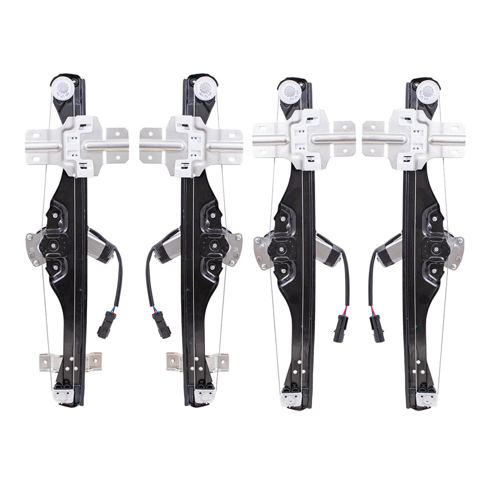Brock Replacement Driver and Passenger Side Power Window Regulator with Motor-2 Pin Connector 4 Piece Set Compatible with 2013-2016 Acadia/ 2017 Acadia Limited/ 2013-2017 Traverse