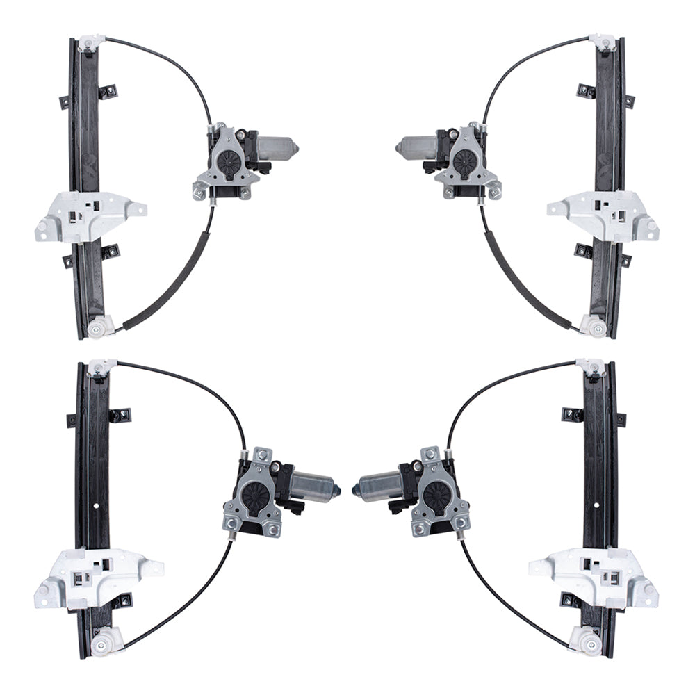 Brock Replacement 4 Pc Set Front & Rear Power Window Regulators with Lift Motors Upgrade Style Compatible with 98-02 Intrigue Century Regal