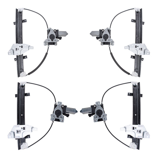 Brock Replacement 4 Pc Set Front & Rear Power Window Regulators with Lift Motors Upgrade Style Compatible with 98-02 Intrigue Century Regal
