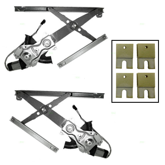 Brock Replacement Set Front Power Window Regulators with Motors and 4 Window Sash Connectors Compatible with 1992-1998 Grand Am Sedan
