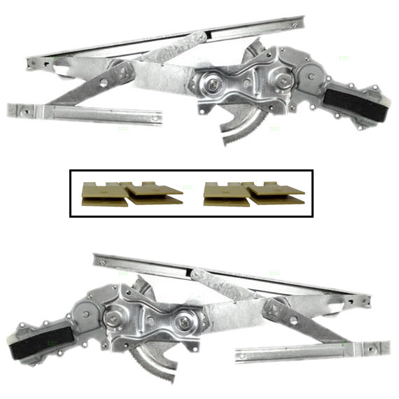 Brock Replacement 6 Pc Set Front Power Window Regulators w/Motors & 4 Sash Clips Compatible with 1995-2005 Cavalier Sunfire Sedan
