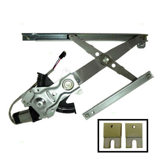 Brock Replacement Passenger Front Power Window Regulator with Motor and 2 Window Sash Connectors Compatible with 1992-1998 Grand Am Sedan 16621658 22541970