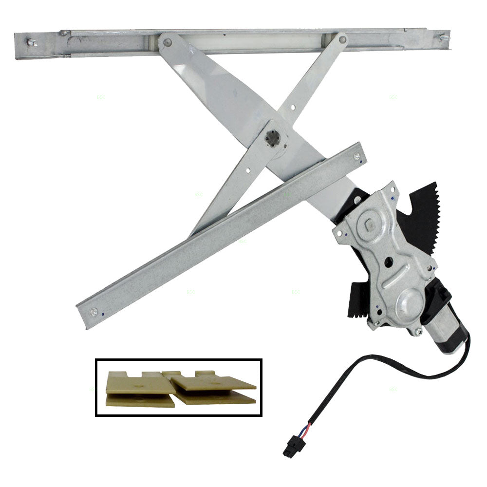 Brock Replacement Driver Front Power Window Regulator with Motor Assembly and 2 Sash Connector Clips Compatible with 1995-2005 Cavalier Sunfire Coupe