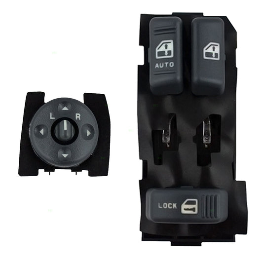 Brock Replacement 2 Piece Driver Set Power Master Window Switch with Remote Mirror Switches Compatible with 1995-1999 Tahoe C/K Pickup Truck 2-Door 19244656