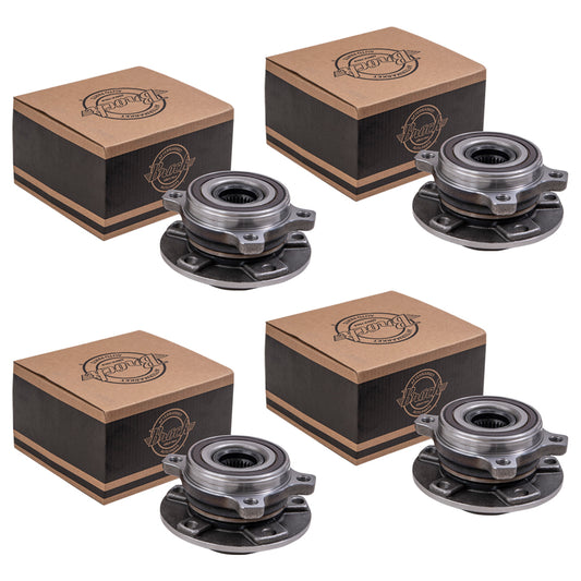 Brock Replacement Front and Rear Set Hub Bearing Assemblies Compatible with 2014-2020 Cherokee w/o Off Road Package