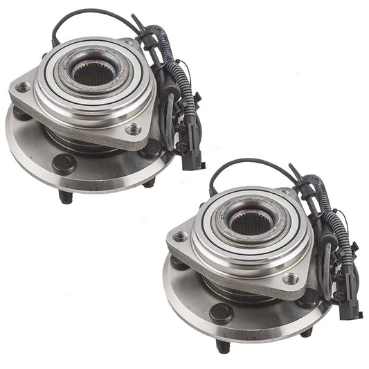 Brock Aftermarket Replacement Front Driver Left Passenger Right Hub/Bearing Assembly With 37 Inch ABS Cable Set Compatible With 2007-2010 Jeep Wrangler