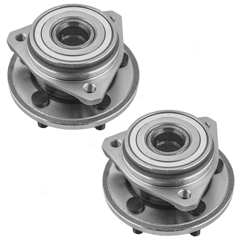 Brock Replacement Pair Set Front Wheel Hubs with Bearings Compatible with 1999-2006 Wrangler 2000-2001 Cherokee 5016458AA