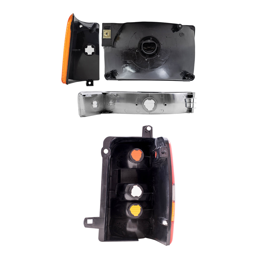 Brock Replacement Driver and Passenger Side Headlights, Side Marker Lights, Park Signal Marker Lights and Tail Lights 8 Piece Set Compatible with 1993-1996 Grand Cherokee