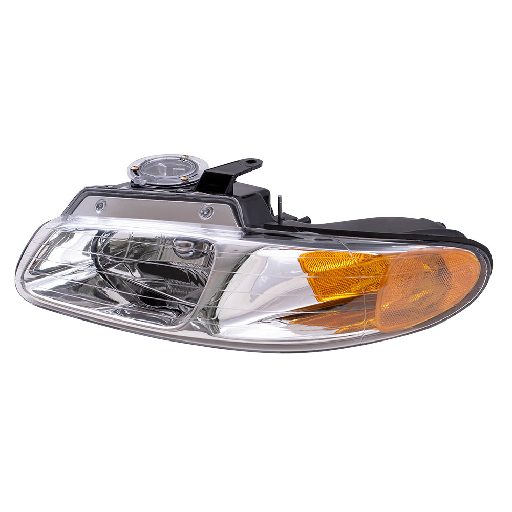 Brock Replacement Driver Headlight Compatible with 1996-2000 Caravan Town & Country Voyager Van without Quad Lamps 4857150AB