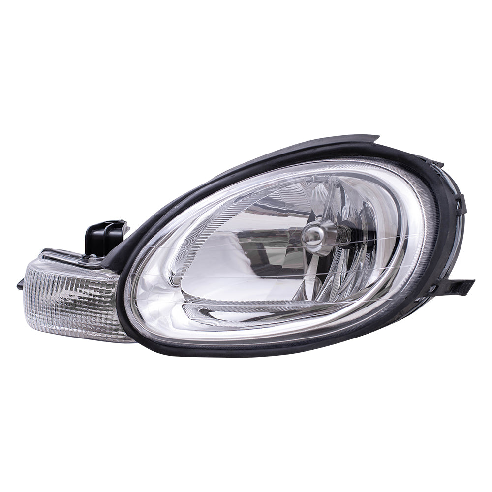 Brock Replacement Driver Halogen Headlight with Chrome Bezel Compatible with 2000-2005 Neon 5288509AH