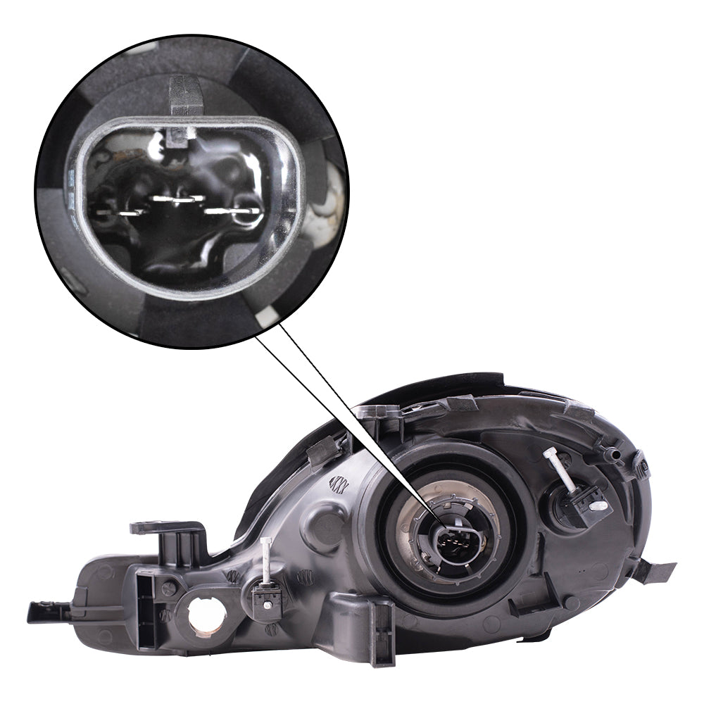 Brock Replacement Passenger Halogen Headlight with Chrome Bezel Compatible with 2000-2005 Neon 5288508AH