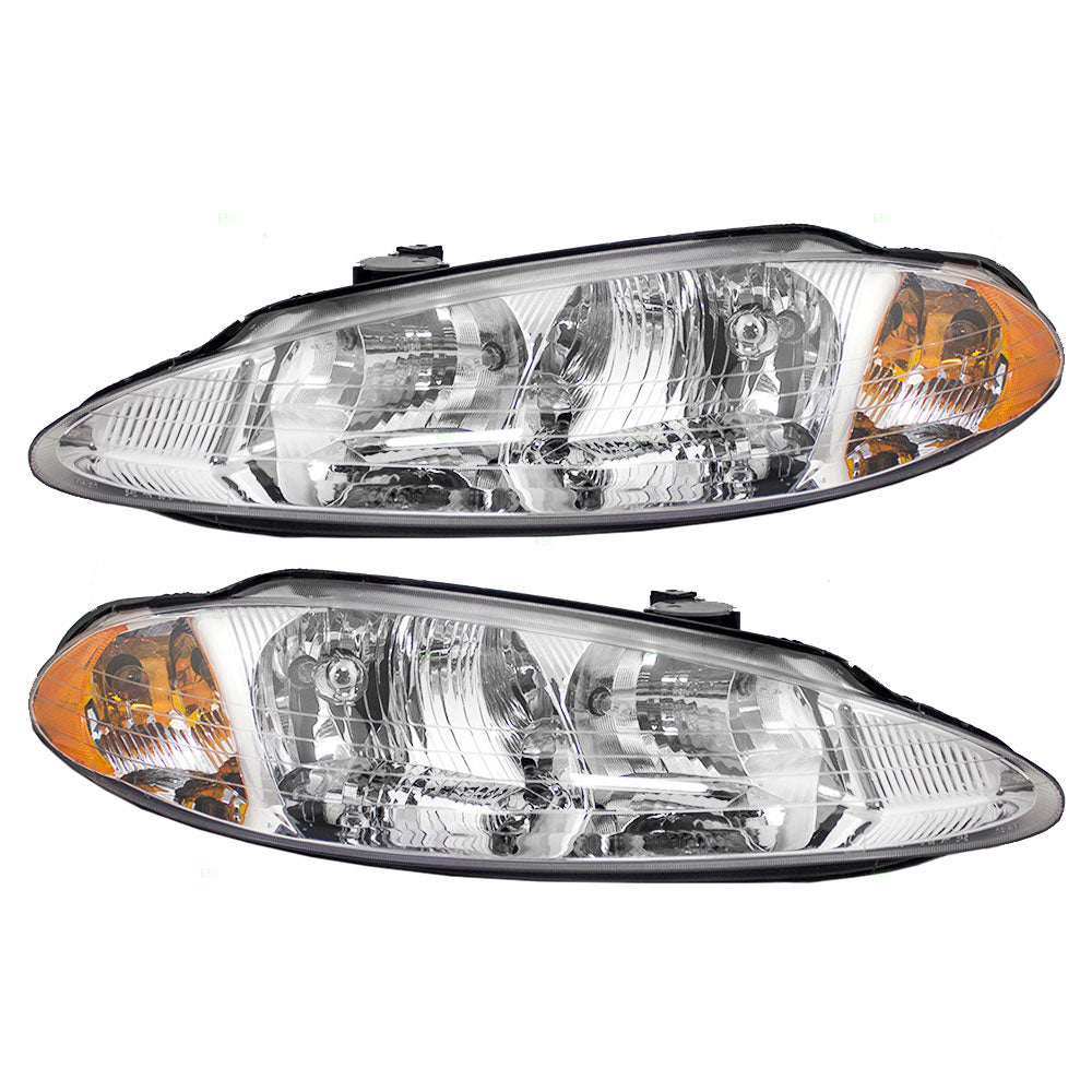 Brock Replacement Set Driver and Passenger Headlights Compatible with 1998-2004 Intrepid 5161541AB 5161540AB