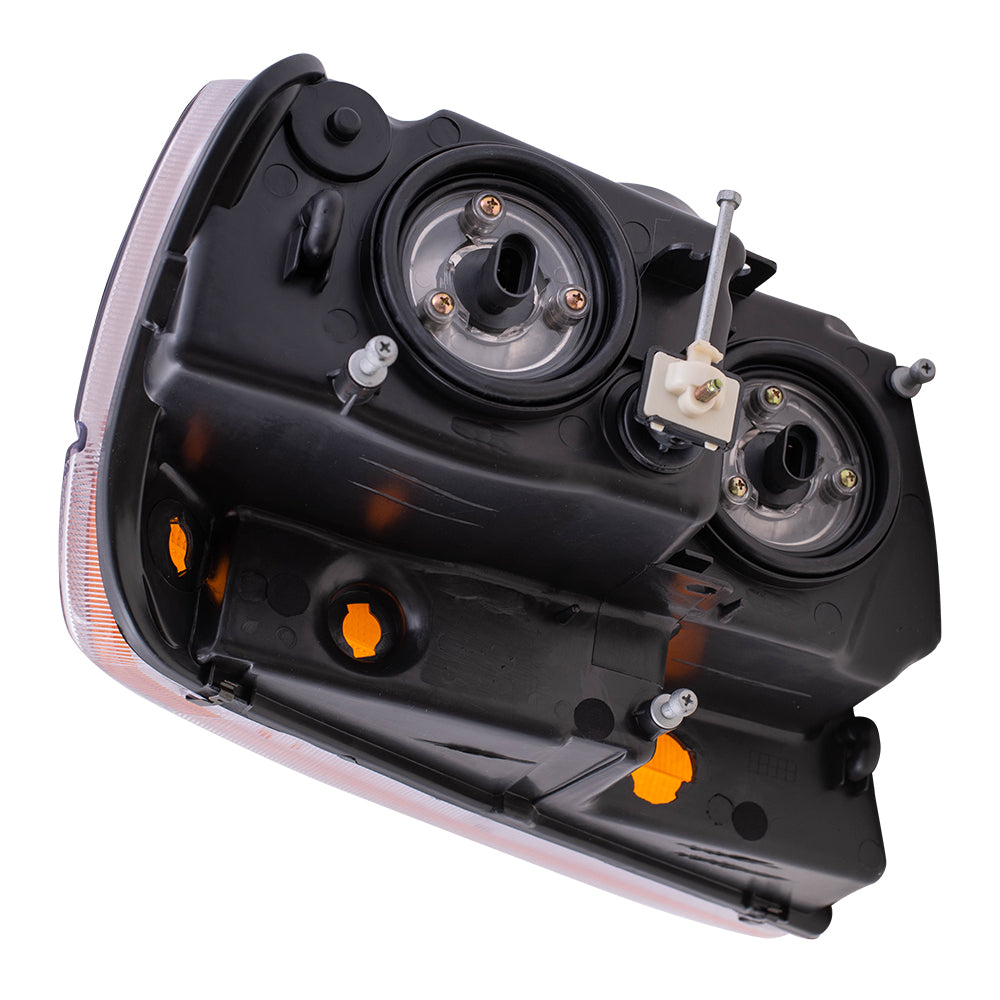 Brock Replacement Set Driver and Passenger Headlights with Smoked Bezels and Amber Park Lamps Compatible with 1999-2004 Grand Cherokee 55155129AJ 5103400AA
