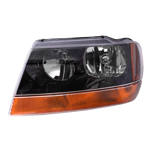 Headlight Assembly for 99-04 Jeep Grand Cherokee Drivers Smoked Bezel 5103401AA