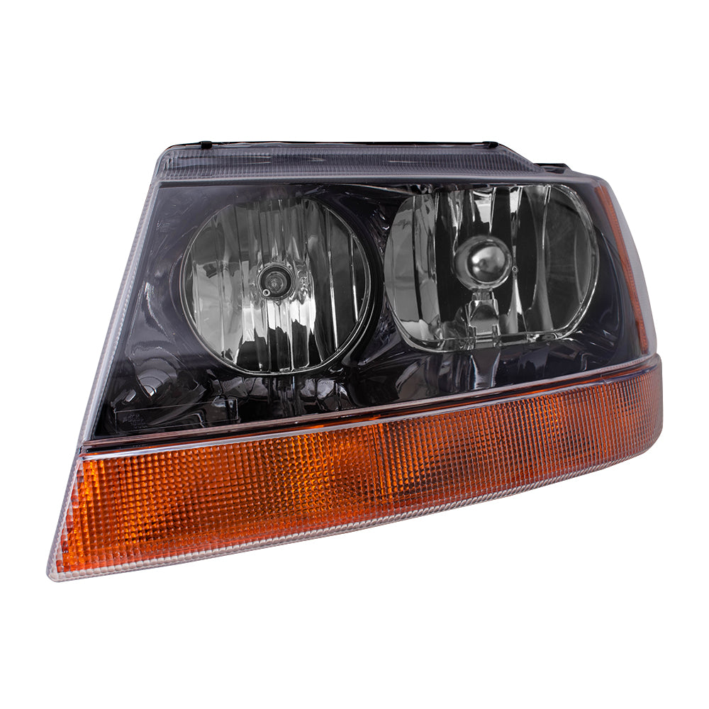 Headlight Assembly for 99-04 Jeep Grand Cherokee Drivers Smoked Bezel 5103401AA