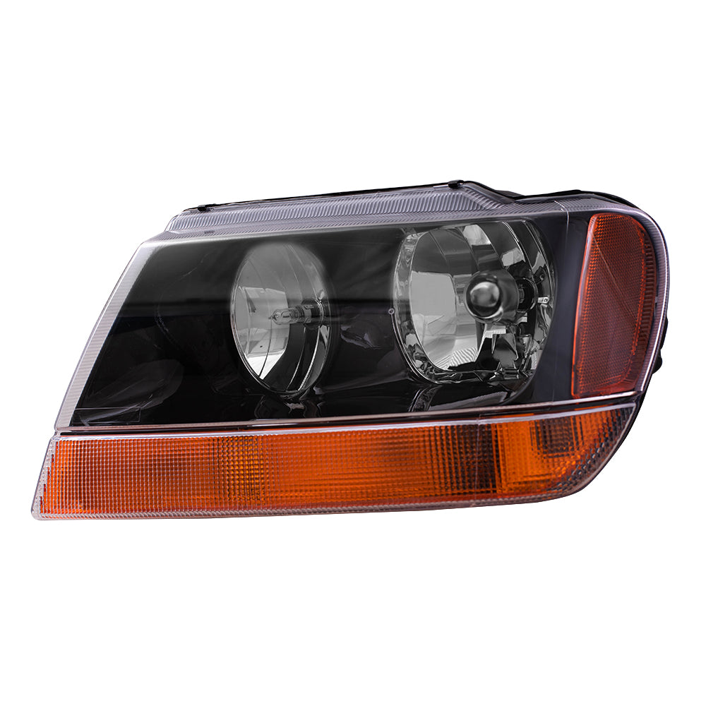 Headlight Assembly for 99-04 Jeep Grand Cherokee Drivers Smoked Bezel 5103401AA
