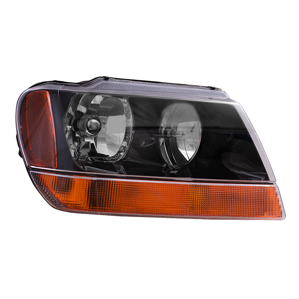 Brock Headlight Assembly for 99-04 Jeep Grand Cherokee Passengers w/ Amber Signal Lens