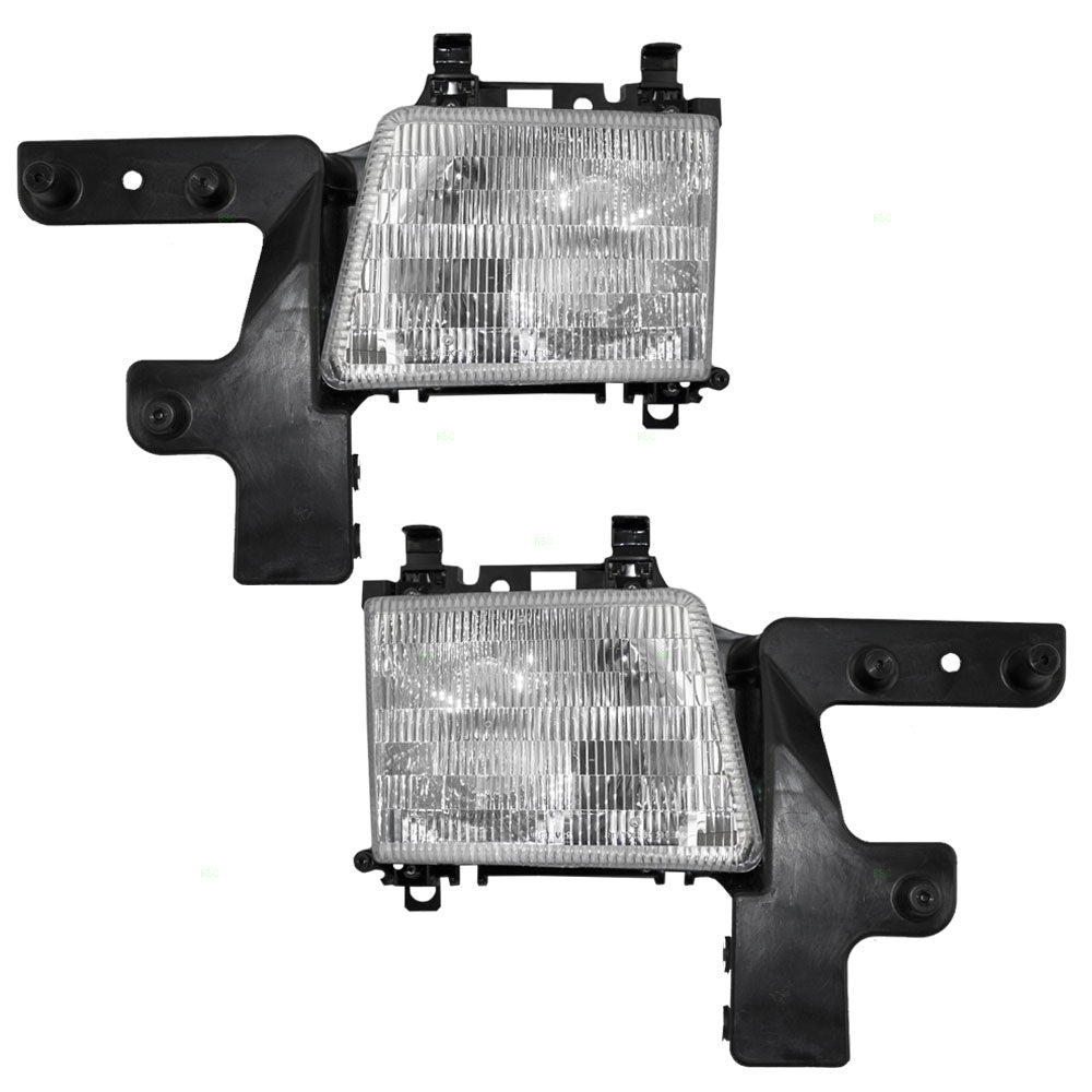 Brock Replacement Set Driver and Passenger Headlights Compatible with 1998-2003 1500 2500 3500 Van 55076525AC 55076524AC