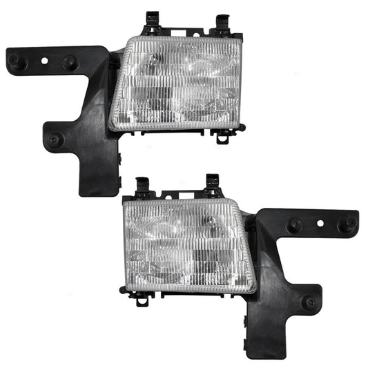 Brock Replacement Set Driver and Passenger Headlights Compatible with 1998-2003 1500 2500 3500 Van 55076525AC 55076524AC