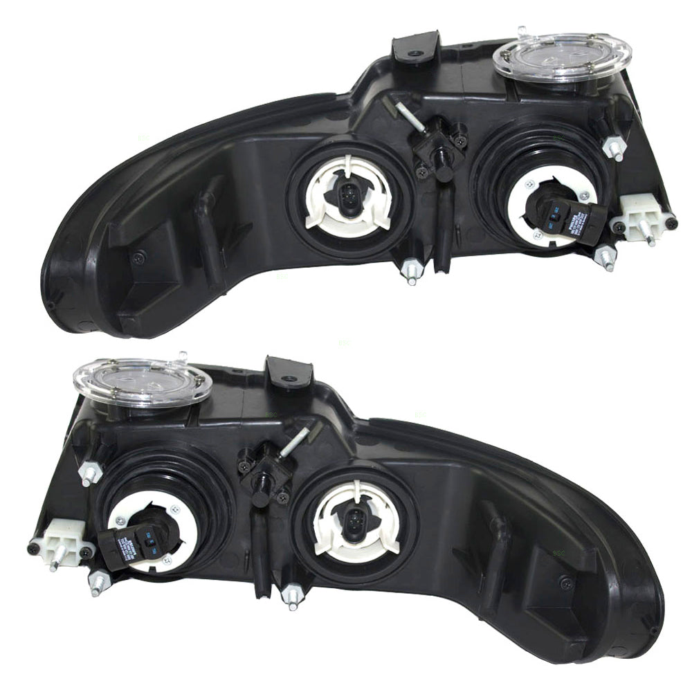 Brock Replacement Set Driver and Passenger Headlights Compatible with 1996-2000 Caravan Town & Country Voyager Van with Quad Lamps