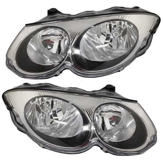 Brock Replacement Set Driver and Passenger Halogen Headlights Compatible with 1999-2004 300M without Leveling 4780013AD 4780012AD