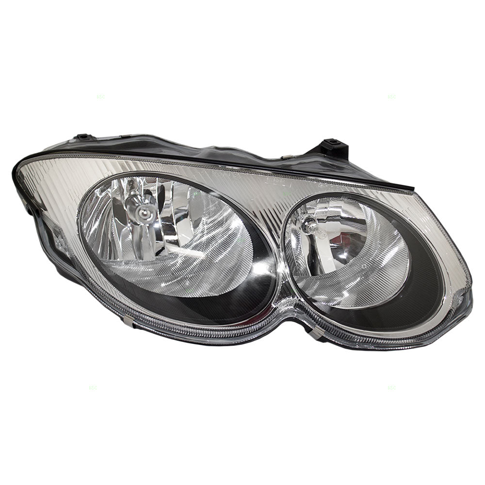 Brock Replacement Passenger Halogen Headlight Compatible with 1999-2004 300M without Leveling 4780013AD 4780012AD