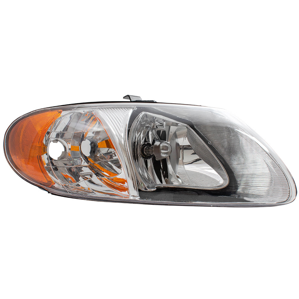 Brock Replacement Passenger Halogen Headlight Compatible with 2001-2007 Caravan Town & Country Van with 113" Wheelbase 4857700AC