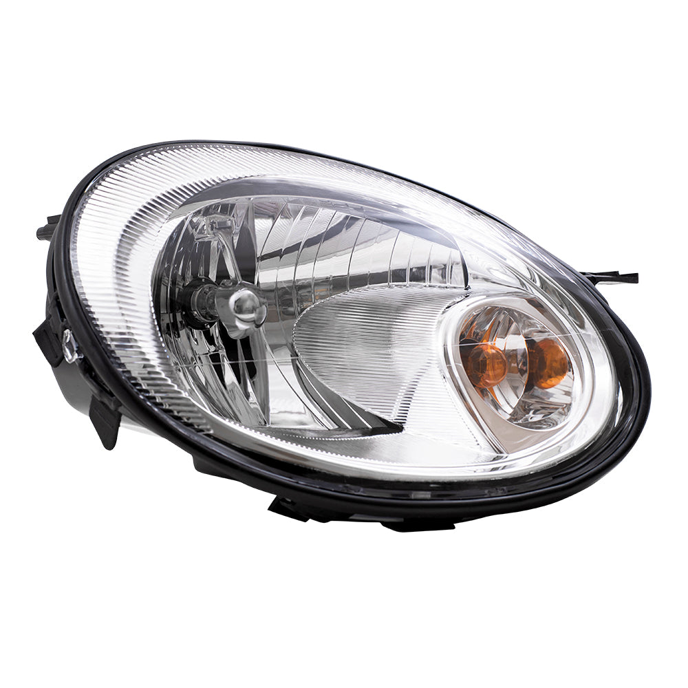Brock Replacement Set Driver and Passenger Headlights with Chrome Bezels Compatible with 2003-2005 Neon 5303551AI 5303550AI