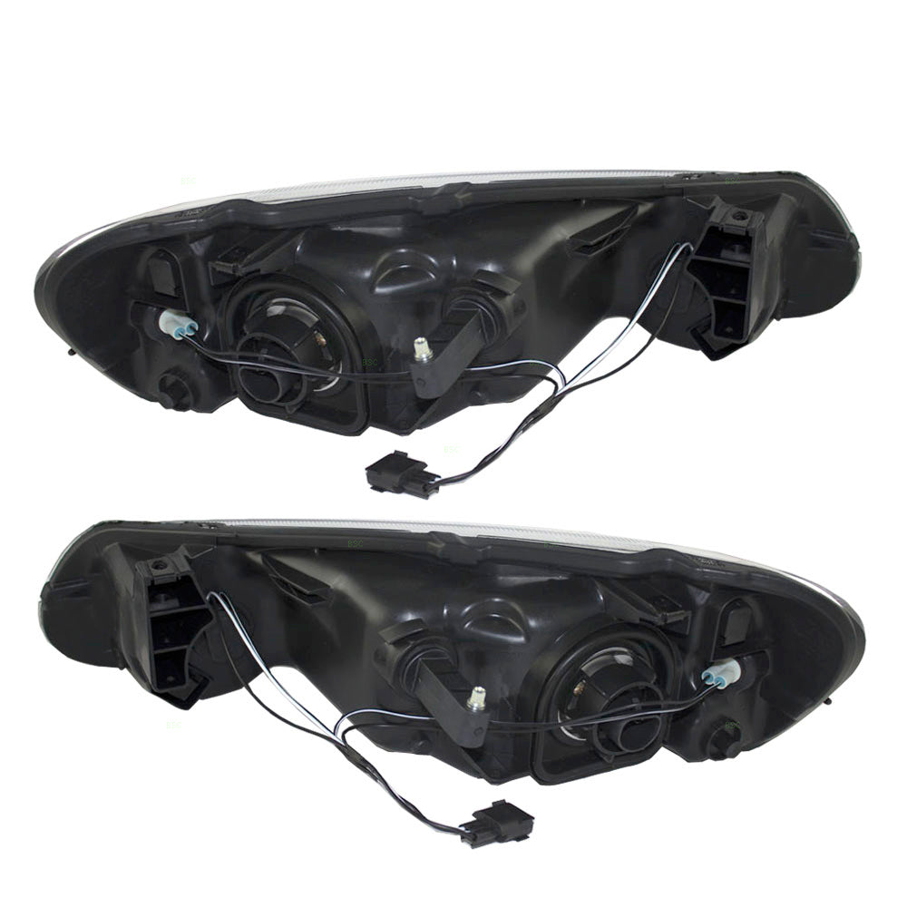Brock Replacement Set Driver and Passenger Halogen Combination Headlights Compatible with 2004-2006 Sebring Sedan Convertible without Leveling