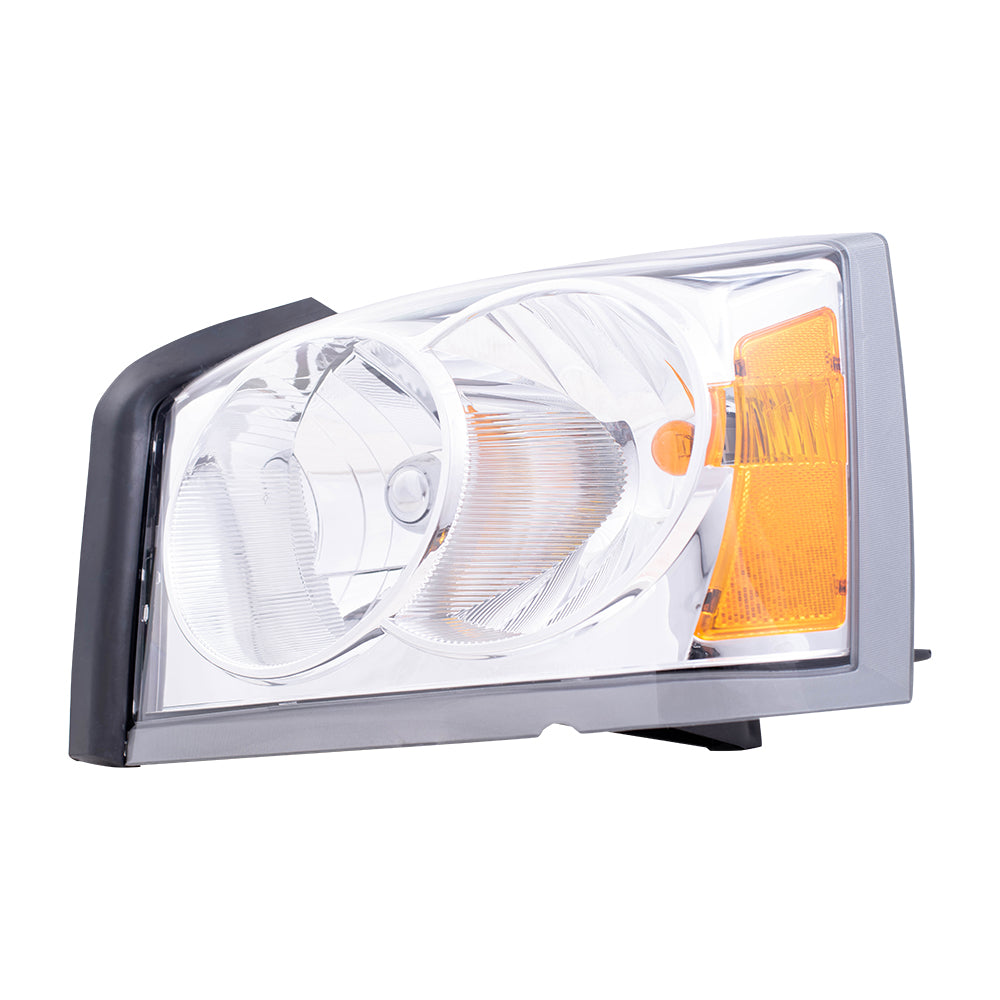 Headlight Assembly for 06-07 Dodge Dakota Pickup Drivers Headlamp Chrome Bezel