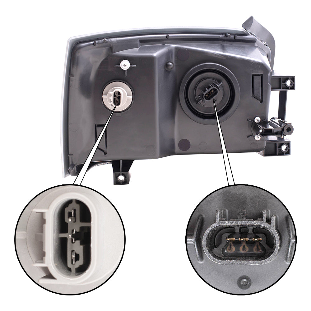Headlight Assembly for 06-07 Dodge Dakota Pickup Drivers Headlamp Chrome Bezel