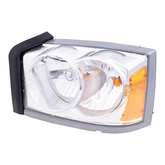 Headlight Assembly for 06-07 Dodge Dakota Pickup Drivers Headlamp Chrome Bezel