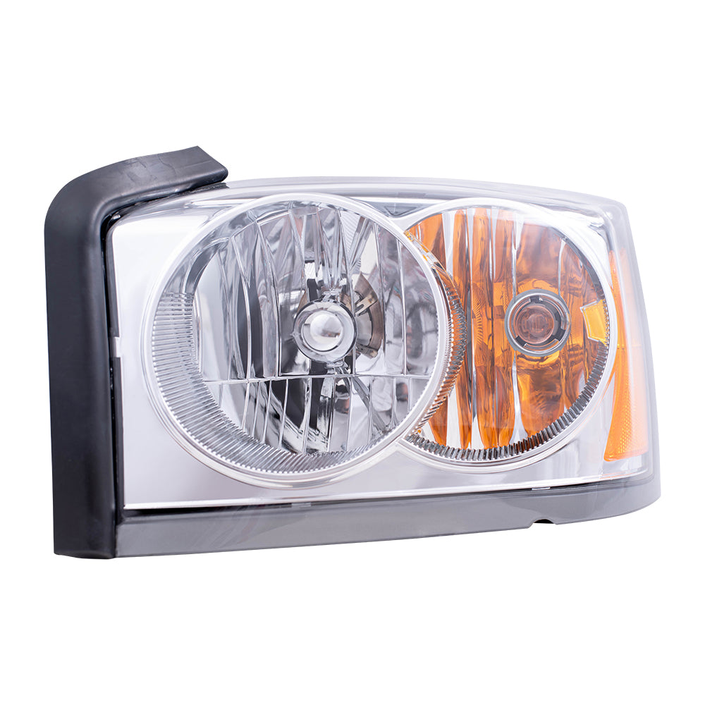 Headlight Assembly for 06-07 Dodge Dakota Pickup Drivers Headlamp Chrome Bezel