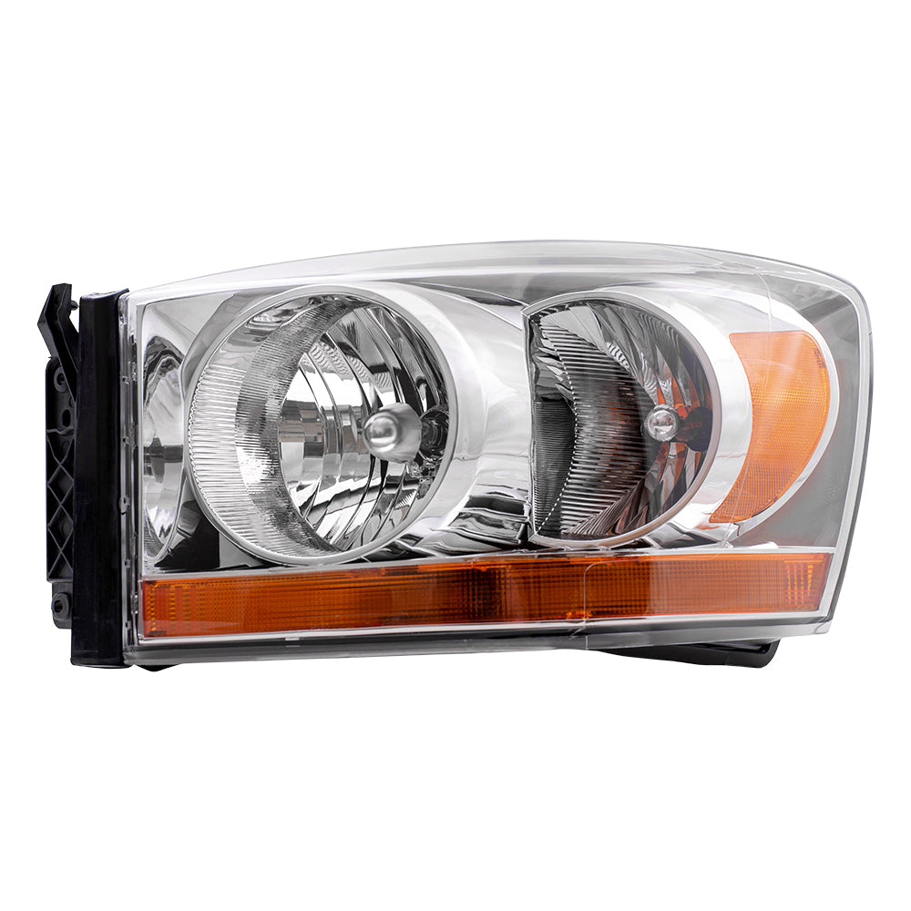 Headlight Assembly for 06 Dodge Ram 1500 Pickup 2500 3500 Drivers Chrome Bezel