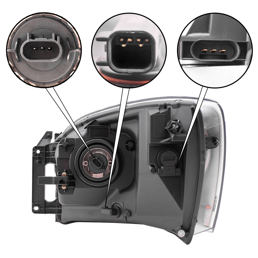 Headlight Assembly for 06 Dodge Ram 1500 Pickup 2500 3500 Passenger Chrome Bezel